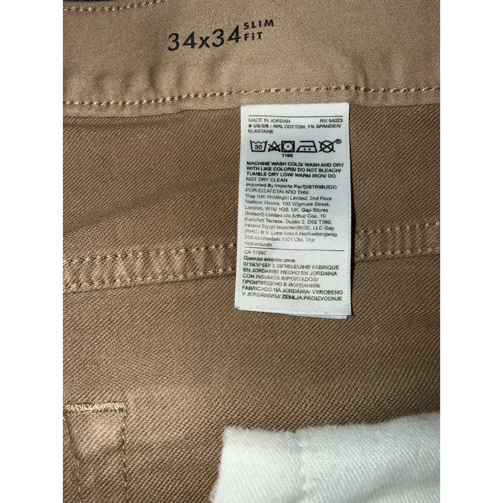 Banana Republic Chino Pants Mens Traveler Slim Fit 34X33 Tan Stretch 5 Pocket